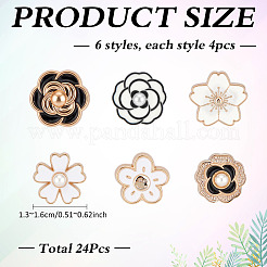 24Pcs 6 Styles Flower Resin Enamel Stethoscope Pendant Decorations&nbsp;HJEW-MA00020