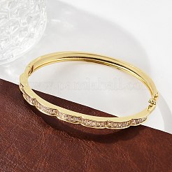Brass Micro Pave Clear Cubic Zirconia Hinged Bangles for Women&nbsp;BJEW-K274-07G