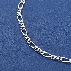 925 Sterling Silver Figaro Chain Bracelets for Women&nbsp;BJEW-E101-01S-01