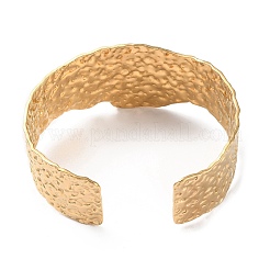 304 Stainless Steel Textured Cuff Bangles&nbsp;BJEW-F457-01G