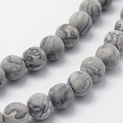 Natural Map Stone/Picasso Stone/Picasso Jasper Beads Strands&nbsp;G-F518-16-6mm