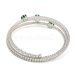 Rack Plating Brass Pave Clear Cubic Zirconia Open Cuff Wrap Bangles&nbsp;BJEW-B110-01P-01