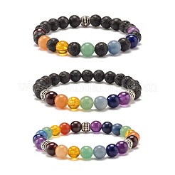 Natural Mixed Stone Round Beads Stretch Bracelets Set&nbsp;BJEW-JB07469