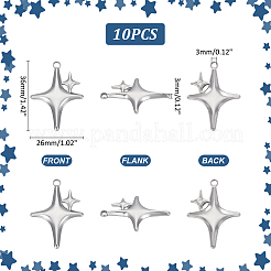 10Pcs 304 Stainless Steel Pendants&nbsp;STAS-UN0061-12