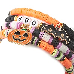 4Pcs 4 Style Polymer Clay Heishi Surfer Stretch Bracelets Set&nbsp;BJEW-TA00276