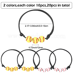 20Pcs 2 Colors Sport Theme Acrylic Beaded Bracelets for Men Women&nbsp;BJEW-SP0001-22