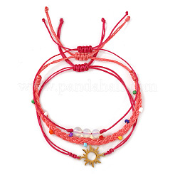 3Pcs Adjustable Glass Bead Nylon Cord Braided Bead Bracelet Sets&nbsp;NA1872-2