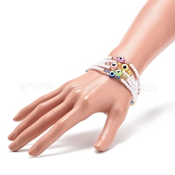 Resin Evil Eye & Acrylic Beaded Stretch Bracelet for Women&nbsp;BJEW-JB08609