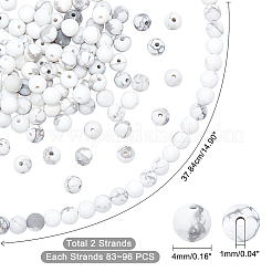 2 Strands Frosted Synthetic Howlite Round Bead Strands&nbsp;G-PH0019-33