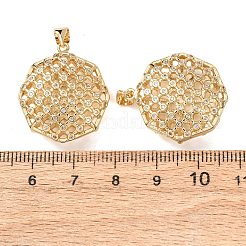 Brass Micro Pave Clear Cubic Zirconia Pendants&nbsp;KK-B184-01G-01