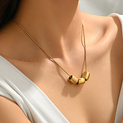 Elegant Stainless Steel Column Beads Pendant Necklaces for Women&nbsp;KE1344