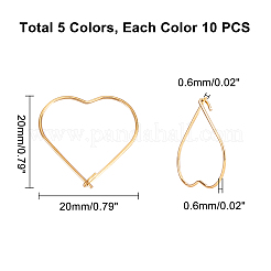 50Pcs 5 Colors PVD Vacuum Plating 304 Stainless Steel Hoop Earring Findings&nbsp;STAS-UN0023-09