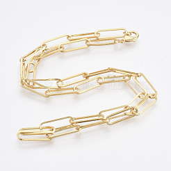 Brass Flat Oval Paperclip Chain Necklace Making&nbsp;MAK-S072-07A-G