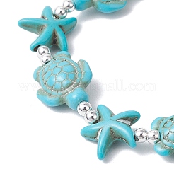 Synthetic Turquoise Beaded Stretch Bracelets for Men Women&nbsp;BJEW-JB11761-02