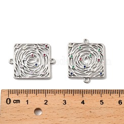 Brass Micro Pave Colorful Cubic Zirconia Hollow Connector Charms&nbsp;KK-K351-58B-P