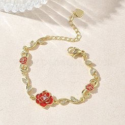 Brass Micro Pave Clear Cubic Zirconia Link Chain Bracelets for Women&nbsp;BJEW-C156-05G