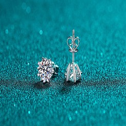 Anti-Tarnish 925 Sterling Silver with Moissanite Rhinestone Earrings&nbsp;AJEW-U007-06P