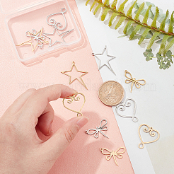 12Pcs 6 Style 201 Stainless Steel Laser Cut Pendants&nbsp;STAS-DC0006-37