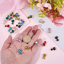 30Pcs 10 Colors Alloy Glass Pendants&nbsp;FIND-BM0001-76
