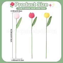 9Pcs 3 Colors Polyester with Iron Wire Artificial Tulip Flower&nbsp;AJEW-SC0031-42A