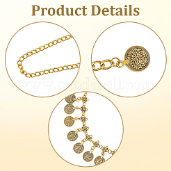1Pc Ethnic Style Alloy & Iron Coin Tassel Waist Body Chains for Women&nbsp;AJEW-GF0014-23
