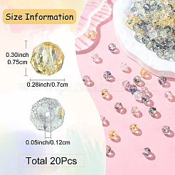 20Pcs Transparent Electroplate Glass Beads&nbsp;EGLA-YW0001-72A