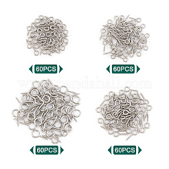 240Pcs 4 Style 304 Stainless Steel Screw Eye Pin Peg Bails&nbsp;STAS-DC0005-01