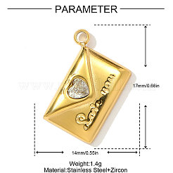 304 Stainless Steel Cubic Zirconia Pendants&nbsp;STAS-OY004-04G