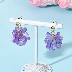 3 Pairs Flower Brass Resin Dangle Stud Earrings&nbsp;EJEW-TA00778
