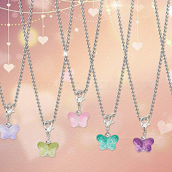 80Pcs 10 Colors Butterfly Two Tone Transparent Spray Painted Glass Pendant Decorations&nbsp;PALLOY-HY00058