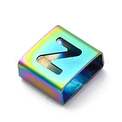 Ion Plating(IP) 304 Stainless Steel Square Slide Charms&nbsp;STAS-L132-18Z-M