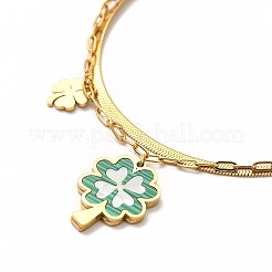Ion Plating(IP) 304 Stainless Steel Shell Clover Pendant Necklaces&nbsp;NJEW-C032-12G