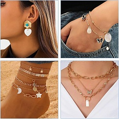 60Pcs 6 Styles Natural Freshwater Shell Pendants&nbsp;SHEL-YW0001-21