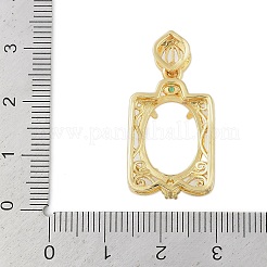 Rectangle Brass Micro Pave Cubic Zirconia Pendant Cabochon Settings&nbsp;KK-U026-02G