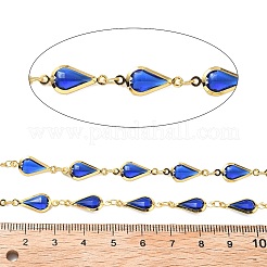 Brass Glass Teardrop Link Chains&nbsp;CHC-R001-04G-04