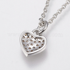 Brass Cubic Zirconia Pendant Necklaces&nbsp;LS-NJEW-H479-04P