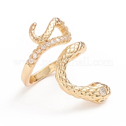 Adjustable Brass Micro Pave Cubic Zirconia Cuff Rings&nbsp;RJEW-G103-03G