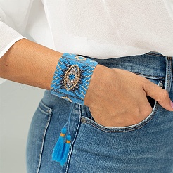 Friendship Eye Loom Pattern Seed Beads Bracelets for Women&nbsp;BJEW-Z013-15C