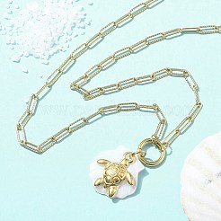 Summer Beach 304 Stainless Steel Pendant Paperclip Chain Necklaces&nbsp;STAS-Z105-07G-02