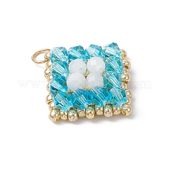3Pcs 3 Colors Handmade Glass & Natural Rainbow Moonstone Beads Pendants&nbsp;PALLOY-MZ00850