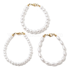 Plastic Pearl Beaded Bracelets for Women&nbsp;BJEW-L716-01G