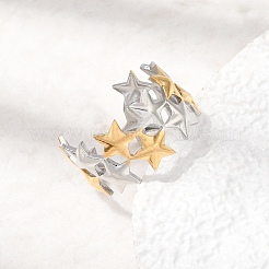 304 Stainless Steel Cuff Open Rings&nbsp;RJEW-P192-05A