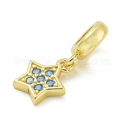 Rack Plating Brass Micro Pave Clear Cubic Zirconia European Dangle Pendants&nbsp;KK-Z067-27G