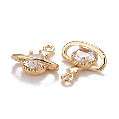Rack Plating Brass Micro Pave Clear Cubic Zirconia Charms&nbsp;KK-E267-11LG
