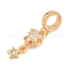 Brass Pave Clear Cubic Zirconia European Dangle Charms&nbsp;KK-K407-37G