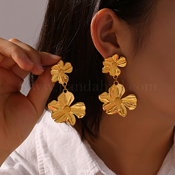 Flower 304 Stainless Steel Dangle Stud Earrings&nbsp;FS-WGB1EF4-01