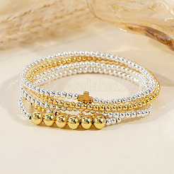 Brass Round Beaded Stretch Bracelet Sets&nbsp;YD0023