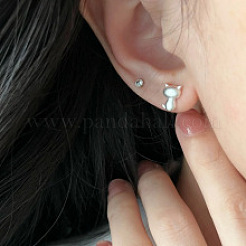 925 Sterling Silver Stud Earrings&nbsp;EJEW-C176-01B-MS
