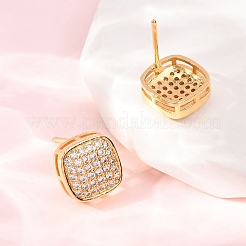 Brass Micro Pave Cubic Zirconia Stud Earrings&nbsp;EJEW-F418-01G-03