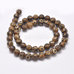 Tibetan Style 3-Eye dZi Beads Strands&nbsp;X-G-P229-A-03-8mm